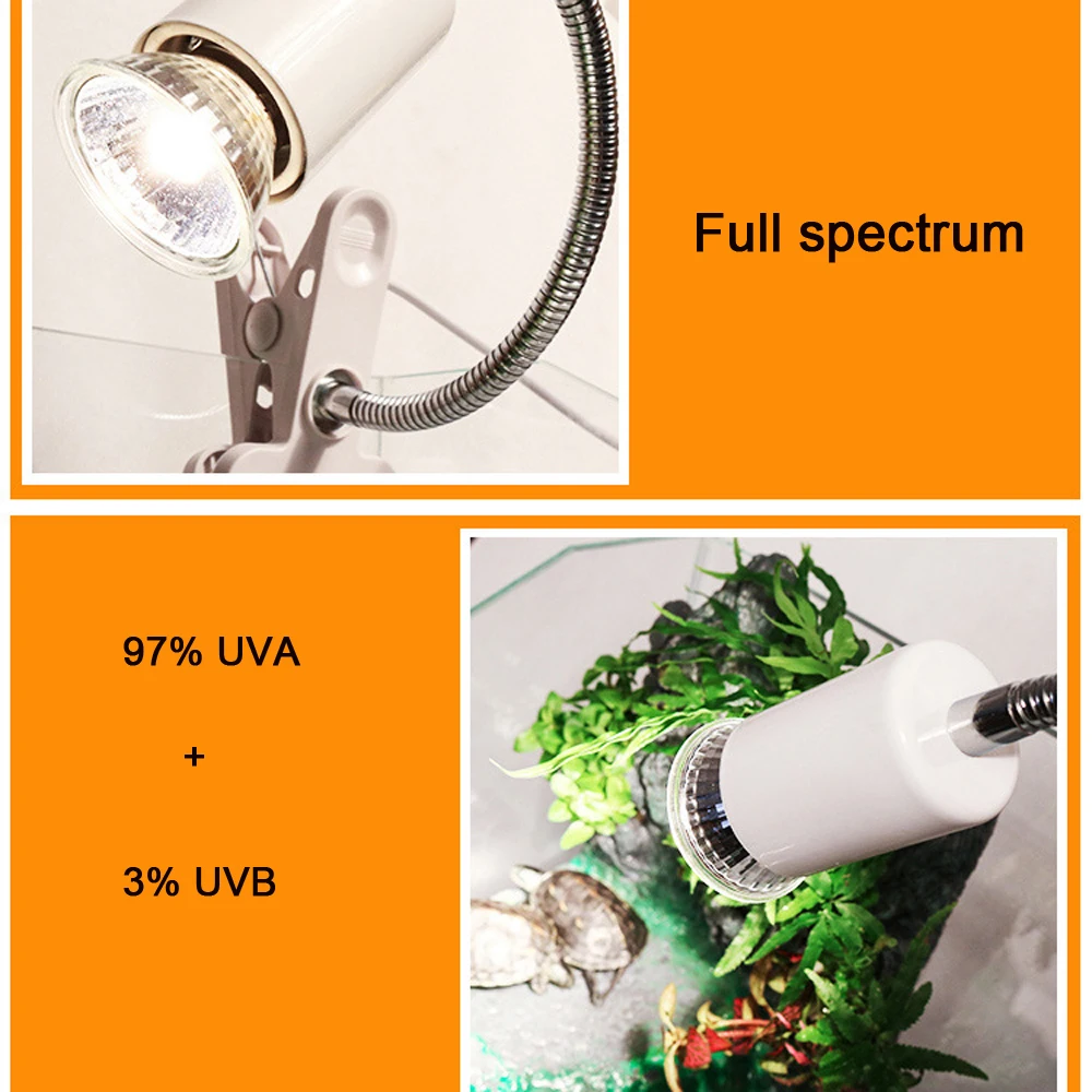 UVA+UVB 3.0 Reptile Lamp Turtle Basking UV Light Bulbs Heating Lamp Amphibians Lizards Temperature Control 25/50/75W