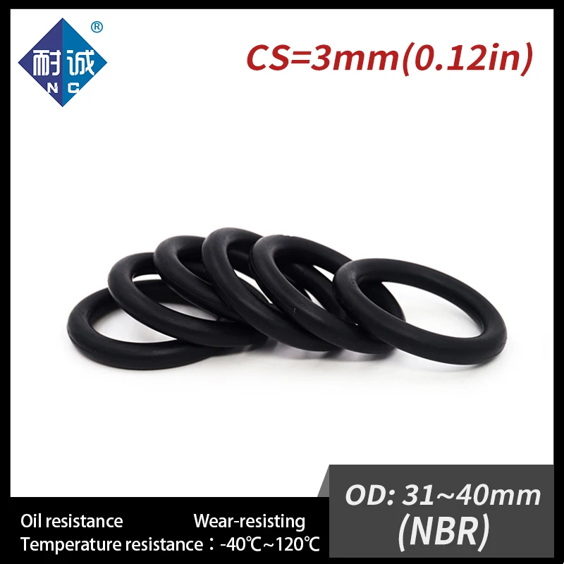 10PCS/Lot Nitrile Rubber Black NBR Thickness CS3mm OD31/32/33/34/35/36/37/38/39/40*3mm O Ring Gasket Oil Resistant Waterproof.-.