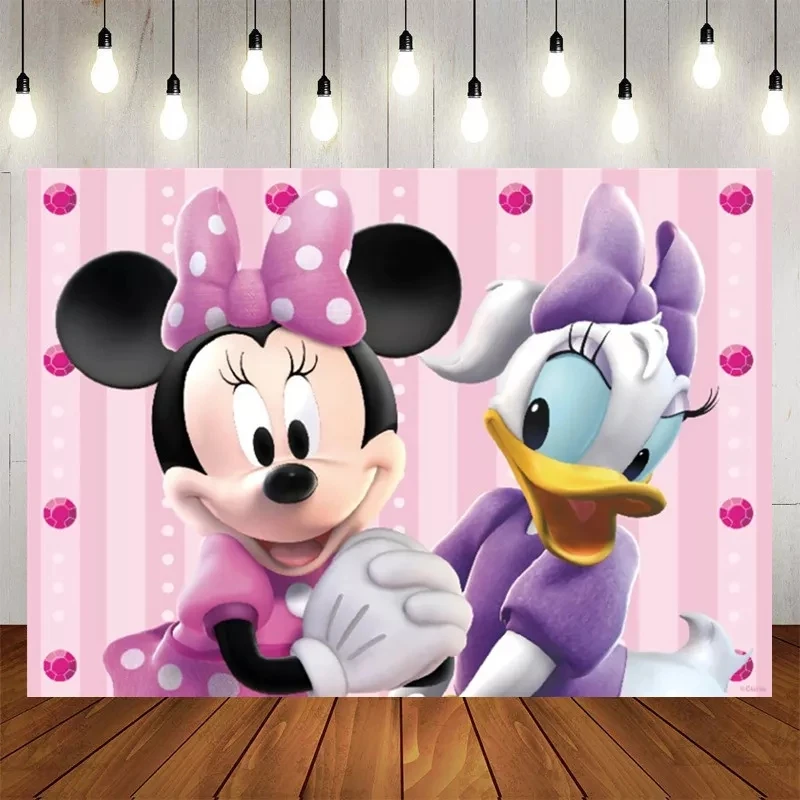 Disney Mickey Minnie Donald Duck Birthday Party Vinyl Background Custom Decoration Party Background Baby Shower Banner