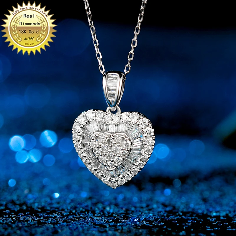 

100% 18K white gold natural diamond necklace all use 0.3ct diamond and have certificate