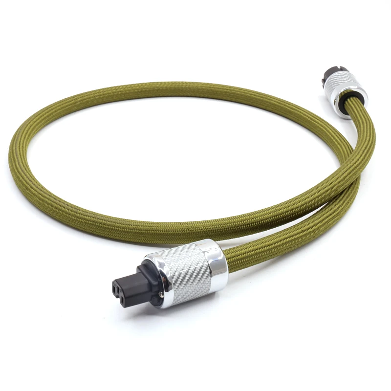 HI-End 8N OCC Kupfer versilbertes Stromkabel mit weißem Kohlefaser-Anschlussstecker in EU-Version – Detail 6