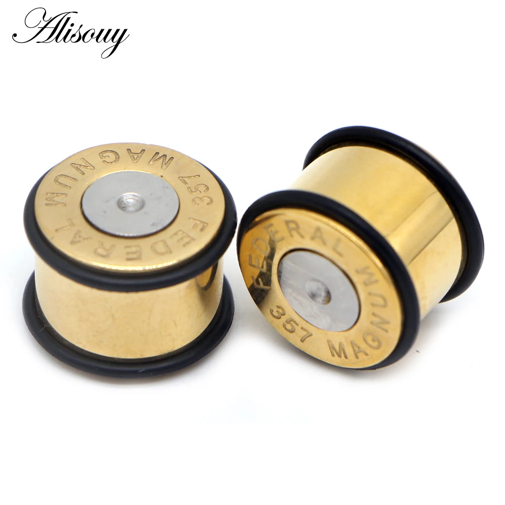 Alisouy 2 szt. Solidne zatyczki do przekłuwania uszu tunele rozciągnięta stal nierdzewna moda biżuteria do ciała ekspander uszu wskaźniki 6mm-16mm