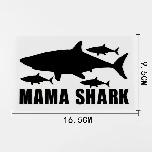 

16.5CM×9.5CM Funny Mama Shark Vinyl Graphic Car Sticker Decal