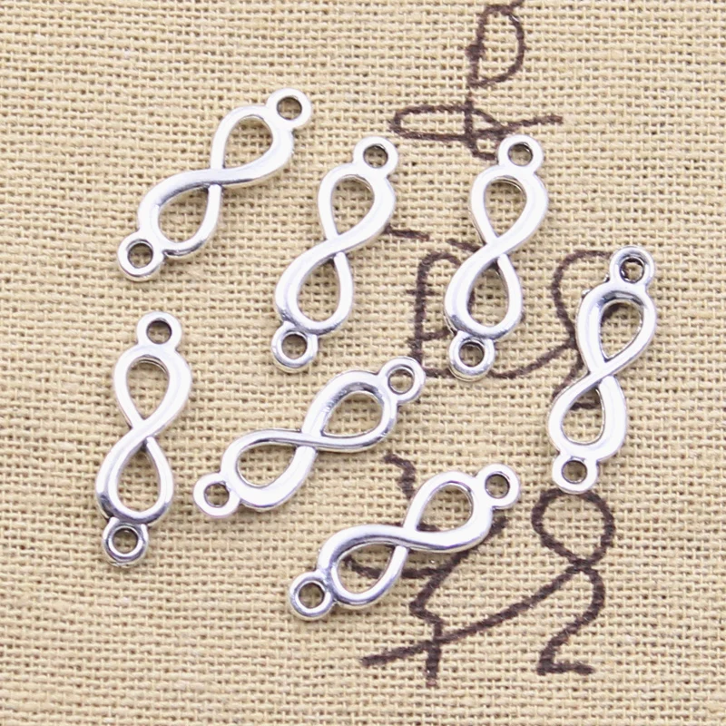 

50pcs Charms Link Infinity Symbol Connection 20x6mm Antique Silver Color Pendants DIY Making Findings Handmade Tibetan Jewelry