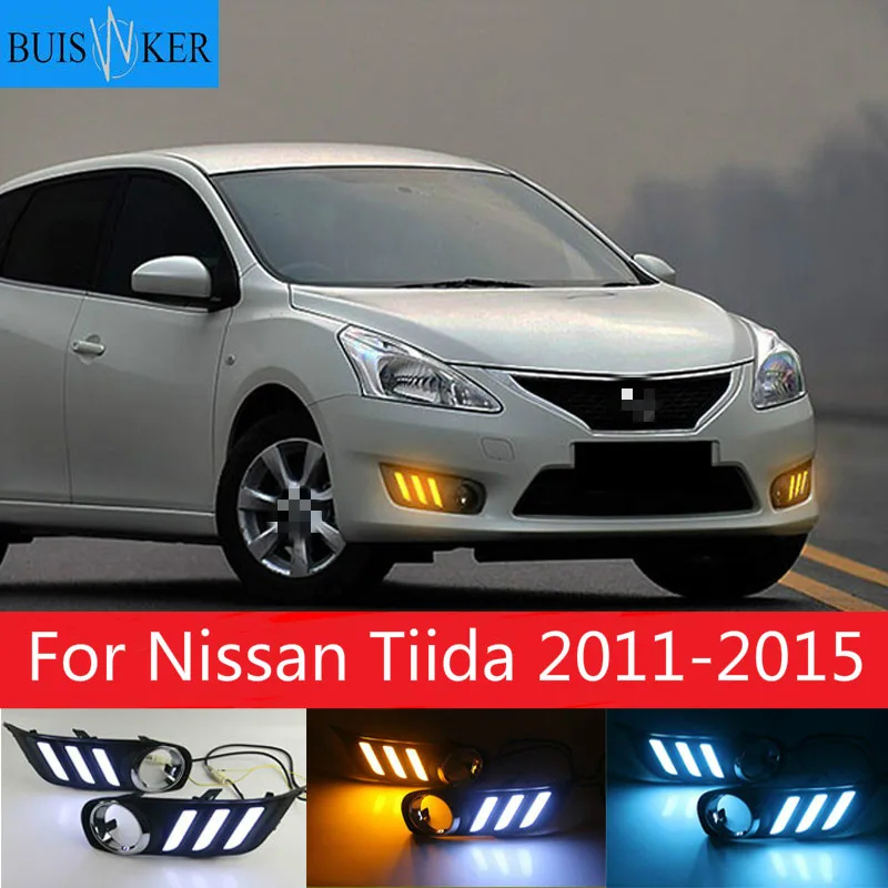 

1 Pair of 12V Car Auto LED Daytime Running Light Lamp DRL Fog Lamp Cover Fits for Nissan Tiida 2011 2012 2013 2014 2015
