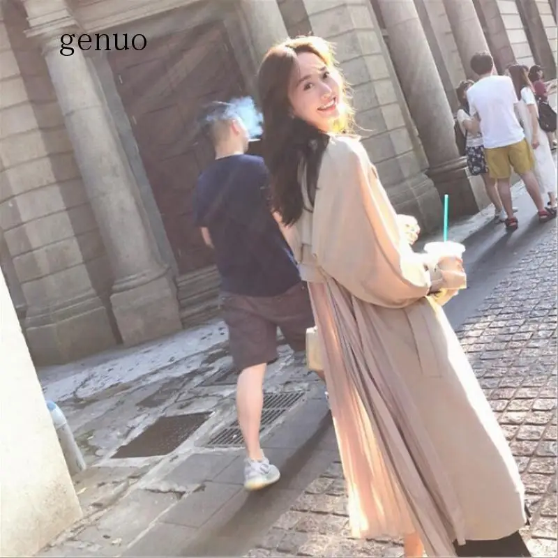 Neue frühling windjacke mäntel weibliche mode Koreanische gefaltete chiffon splice outwear lose graben mantel für frauen dünne mantel