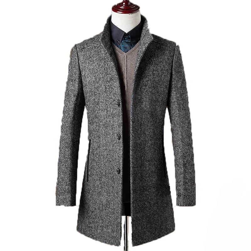 

Woolen 78% Overcoat Men Brand-Clothing High Quality Mens Wool Coat Men Jacket New Mandarin Collar Mens Coats Overcoats WUJ1157 s