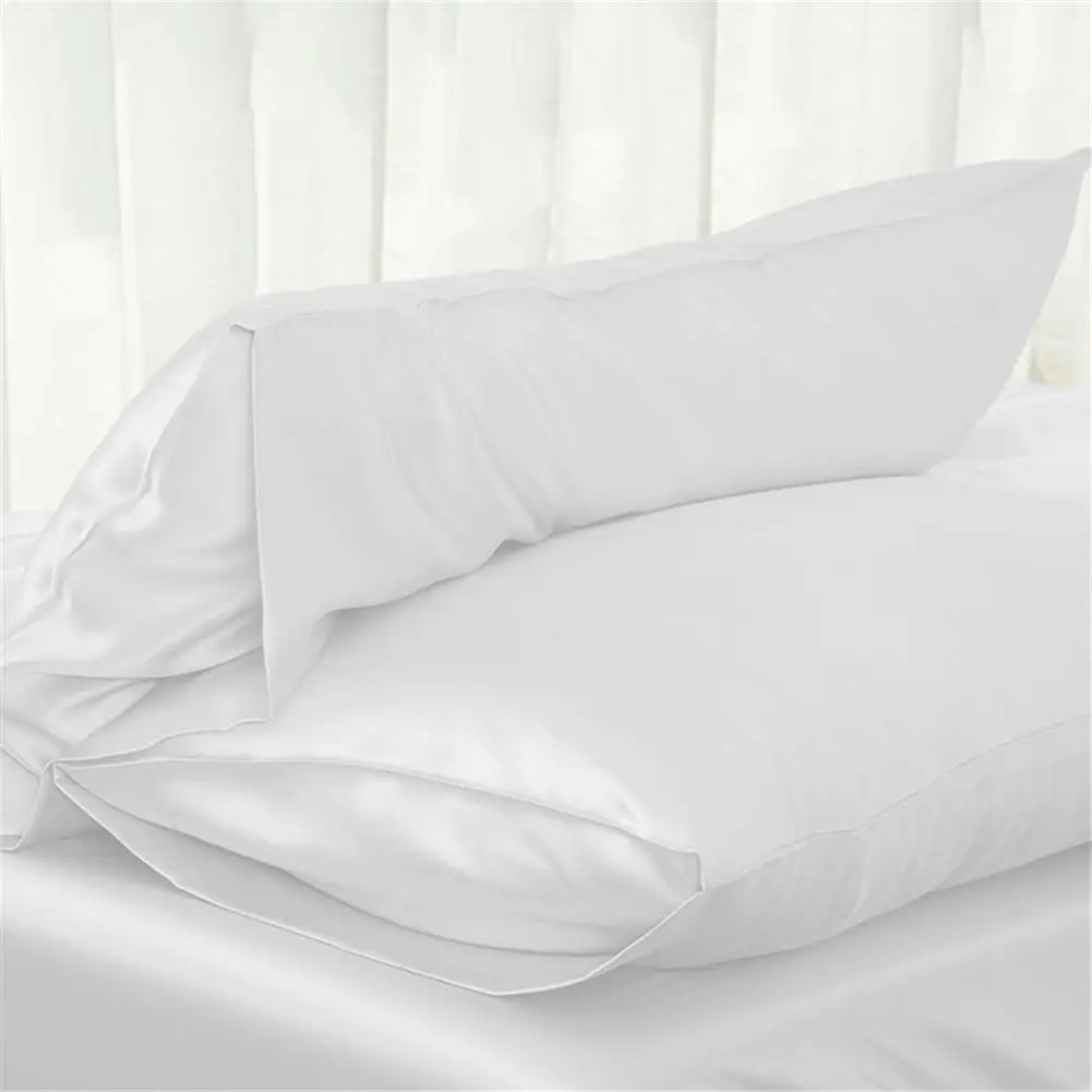 Queen/KING Silk Satin Pillow Case Bedding Pillowcase Smooth Home White Black Grey Khaki Sky Blue Pink Sliver #BW