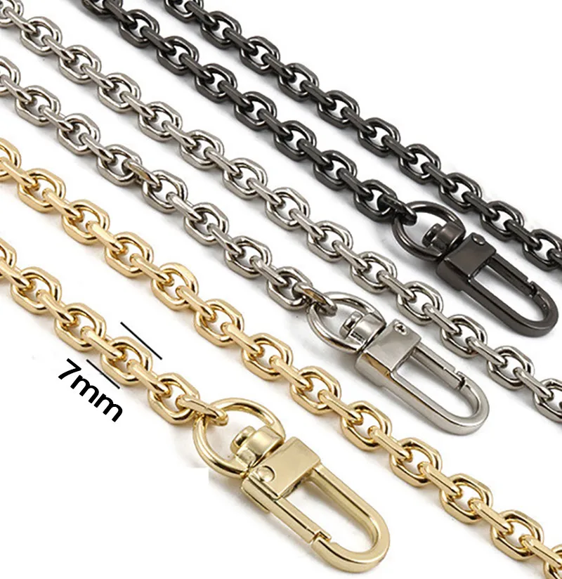 7mm Gold Gun Black Silver Replacement Purse Chain Shoulder Crossbody Strap for Small Handbag, Clutch Bags DIY O Chains Parts