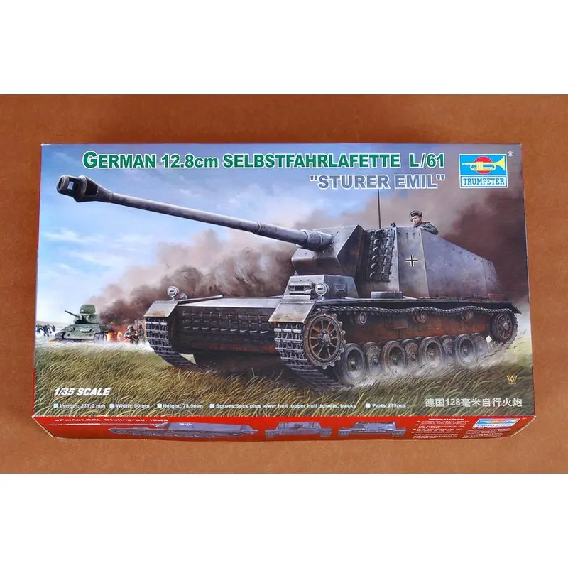 Trumpeter 00350 1/35 German 12.8cm Selbstfahrlafette L/61 “Sturer Emil” - Scale Model Kit