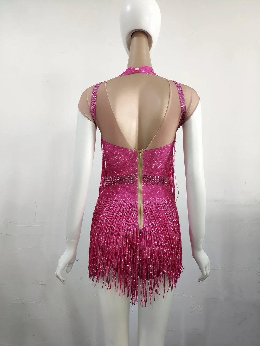 6 Colors Sparkly Rhinestones Tassel Leotard Nightclub Dance DS Show Stage Wear Stretch Bodysuit Party Female Singer Outfit