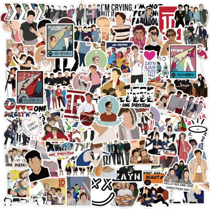 Idol Popularity One Direction Band Graffiti Stickers, Imperméable, Skateboard, Voyage, Valise, Téléphone, Ordinateur portable, Bagages, 10 Pcs, 30