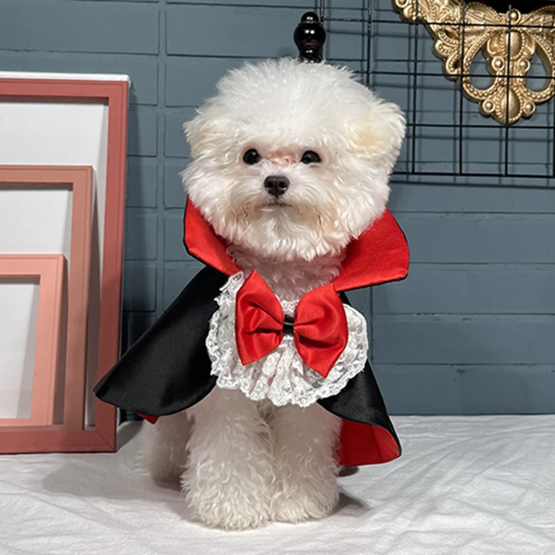 

2022 New Pet Cape Halloween Dog Cat Equipment Cosplay Dracula Vampire Cape Teddy Shiba Inu Teddy Chihuahua Yorkshire Terrier