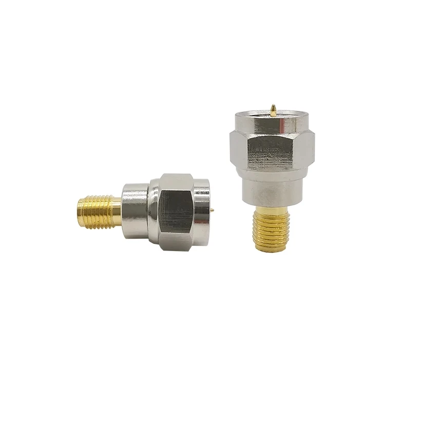 1Pcs SMA F ชุบนิกเกิลตัวเชื่อมต่อ F-Type To SMA RF Coaxial Adapter F ปลั๊ก SMA หญิง Jack ตรง RF Coax Adapter