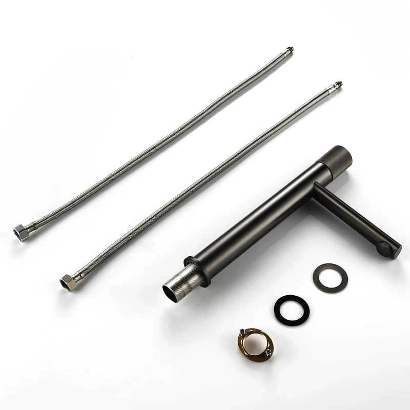 Imagem -05 - Smesiteli Torneira Cinza de Pia para Banheiro Torneira tipo Misturador de Latão com Alça Única para Água Quente e Fria