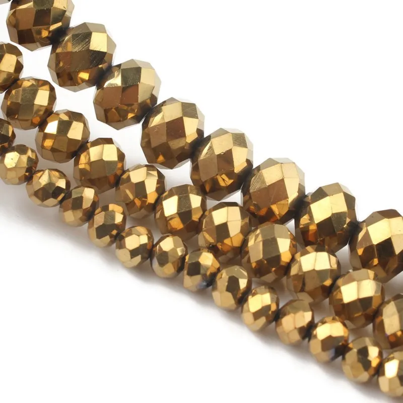 Faceted Plated Gold Austrian Crystal Glass Beads Rondelle Spacer Bead For Jewelry Making Diy Bracelet Accessorie 4/6/8/10/12mm