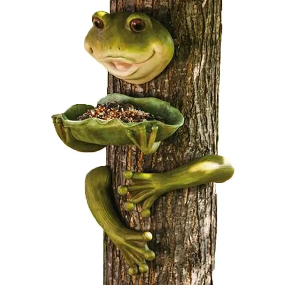 

Frog Tree Decor Hugger Outdoor Hanging Bird Feeder For Garden Features Decoration Tree Face Decor For Outdoor Funny Yard Art Gar