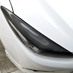 2pcs Real Carbon Fiber Headlight Head Lamp Light Eyebrow Eyelid Overlays Trim Cover for for Mazda 3 Axela M3 2017 2018 2019