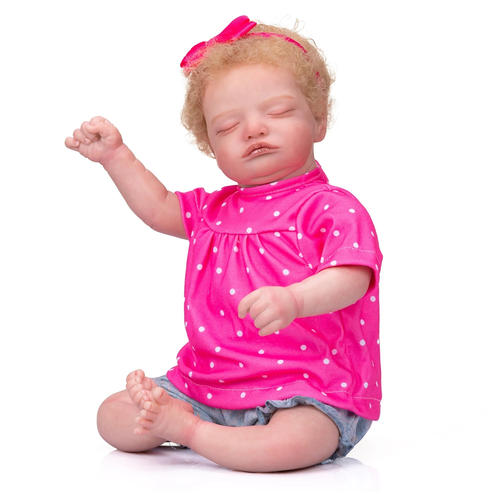 

Bebes doll with 49CM Soft body Bebe Doll Reborn Baby Sleeping Girl Rosalie Soft Body Rooted Blond Hair