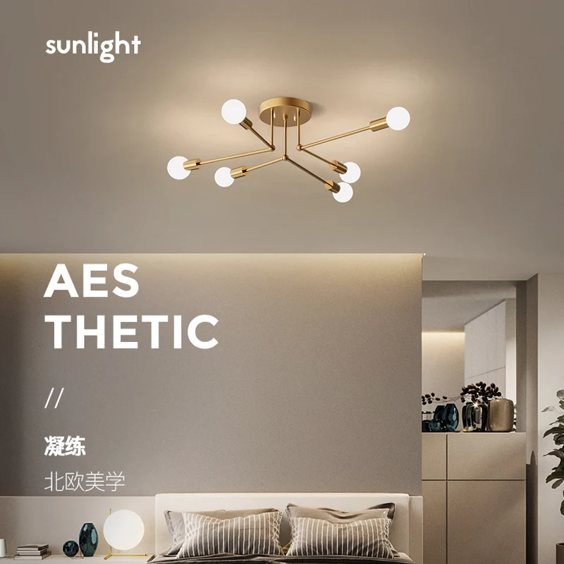 Nordic bedroom lamp modern minimalist art led ceiling lamp creative personality living room dining room study household lamps