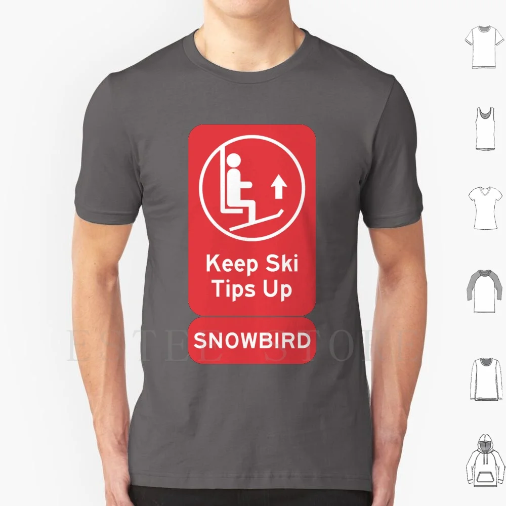 Ski Tips Up! It's Time To Ski! Snowbird! T Shirt DIY Big Size 100% Cotton Snowbird Saltlake City Ski Skiing Snowboard