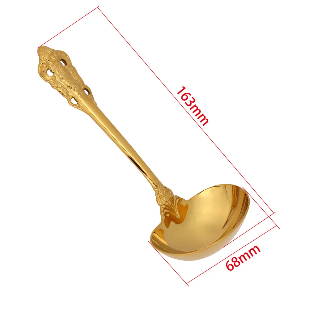 1 Piece 304 Stainless Steel Soup Ladle Cooking Tool Kitchen Accessories Gold Scoop Tablewares Gold Plated Soup Serving Spoon