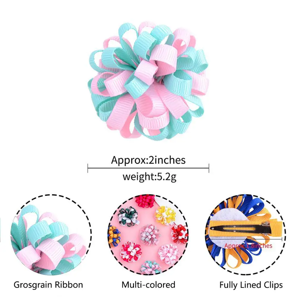 30PCS/15Pairs Baby Girls Hair Clips 2Inch Grosgrain Ribbon Hair Bows with Alligator Hair Clips Hair Accessories For Baby Girls