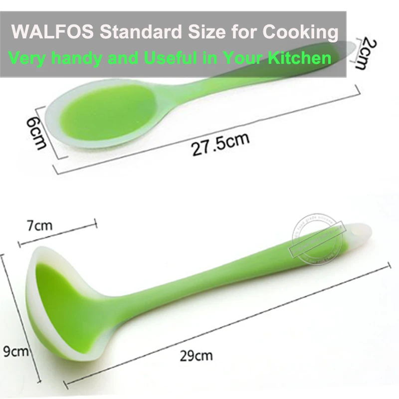 WALFOS Food Grade Silicone Cooking Tools Accessories Heat-Resistant Kitchen Utensil Set Non-Stick Spatula Turner Ladle Spoon