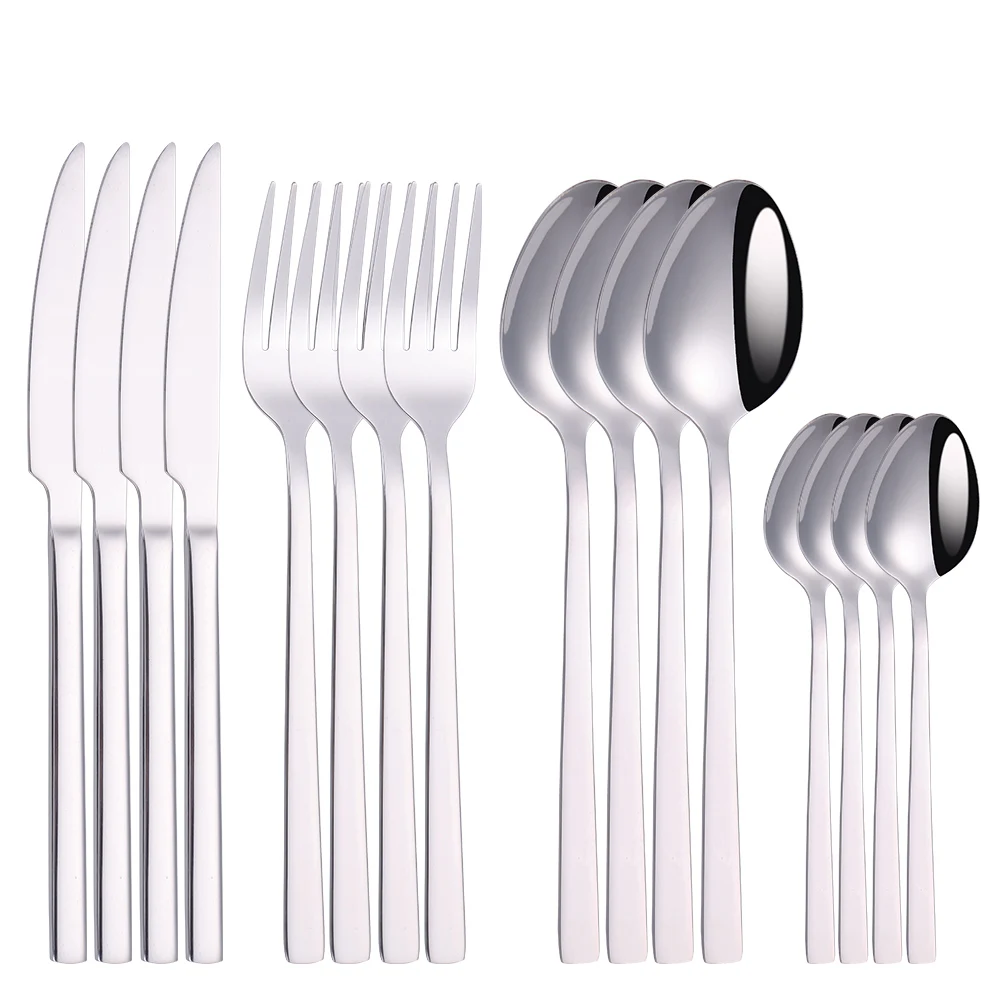 

Cutlery Set 16 Pieces Stainless Steel Cutlery Forks Spoons Knives Set Silverware Full Complete Tableware for Kitchen