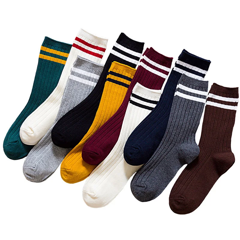 

Trend Women's Comfortable Cotton Stacked Socks College Style Fashion Sports Stripe Socks for Ladies Girls