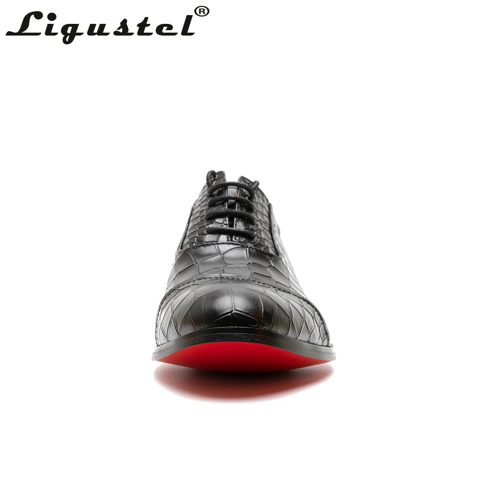 Shoes for Men Black Handmade Crocodile Leather Oxfords Shoes Men Red Bottom Dress Wedding Shoes Business Casual Luxury Plus Size