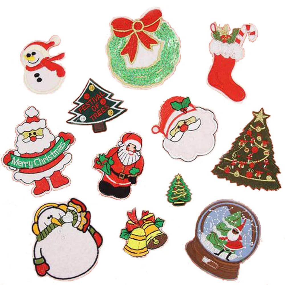 Sew Iron On Transfers Christmas Xmas Snowma Stock Patch For Clothes Clothing Stickers Applique Embroidered Sewing Badges Patches