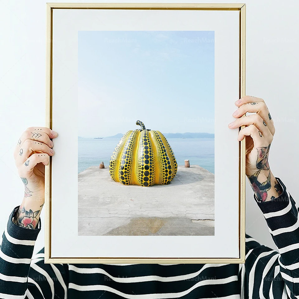 Yayoi Kusama prints, yellow pumpkins from Naoshima, printable photography, pop art downloads, modern wall art, printable contemp