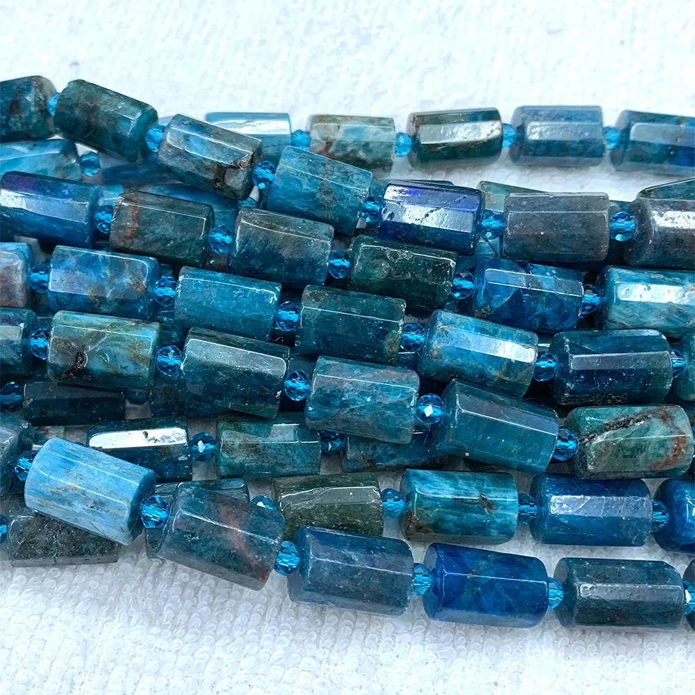 Veemake Facettierte Säulenröhrenperlen Amethyst Lapis Lazuli Quarz Amazonit Apatit Ametrin Chrysopras Mondstein Labradorit C4 – Detail 7