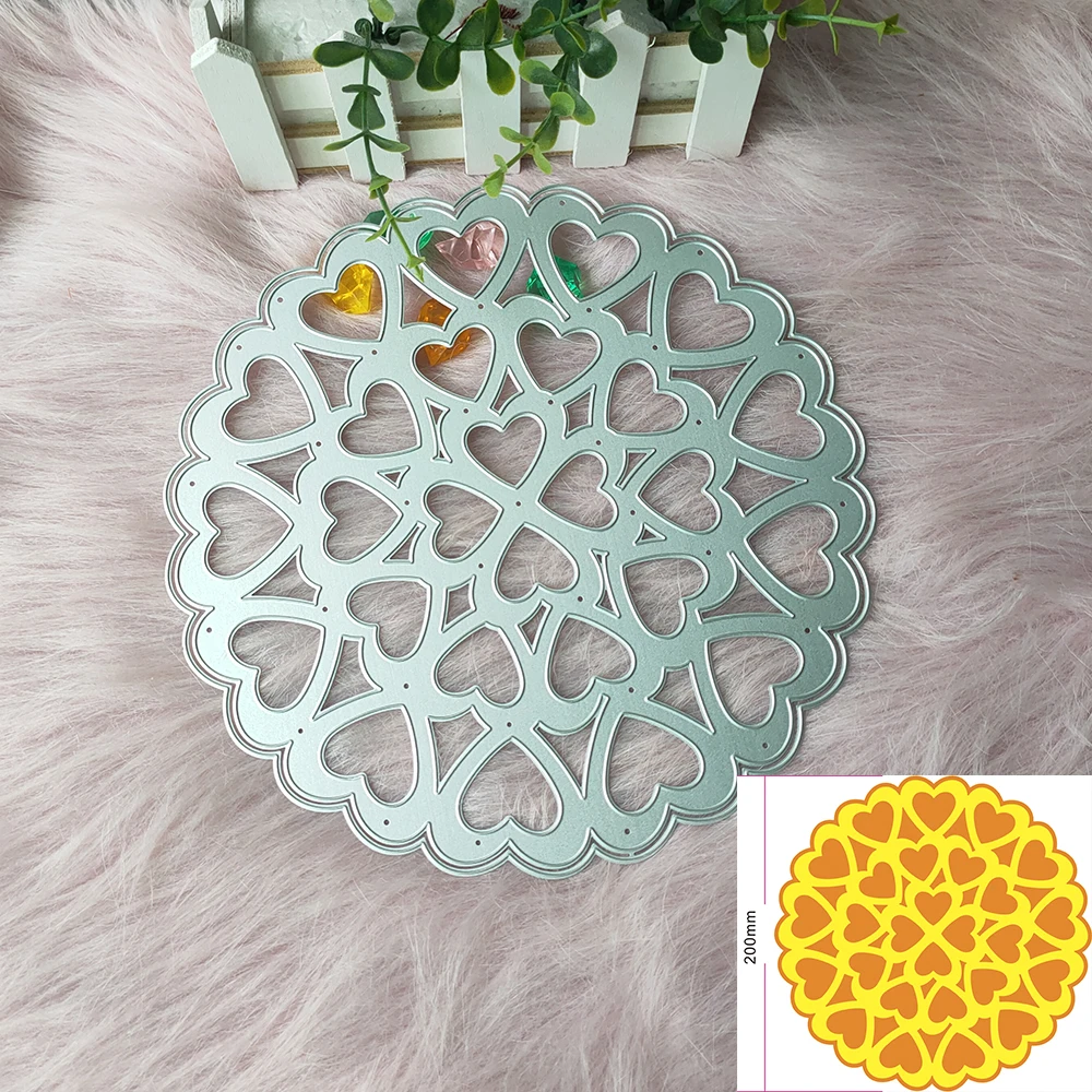 New Large round heart background Metal Cutting Dies Decorative DIY Scrapbooking Steel Craft Die Cut Embossing Paper Cards