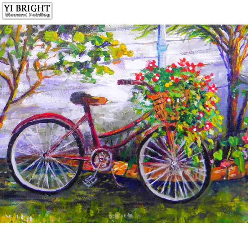 YIBRIGHT Full SquareRound Drill 5D DIY Diamond PaintingCycling to travel3D Embroidery Cross Stitch Mosaic Rhinestone Decor Gift