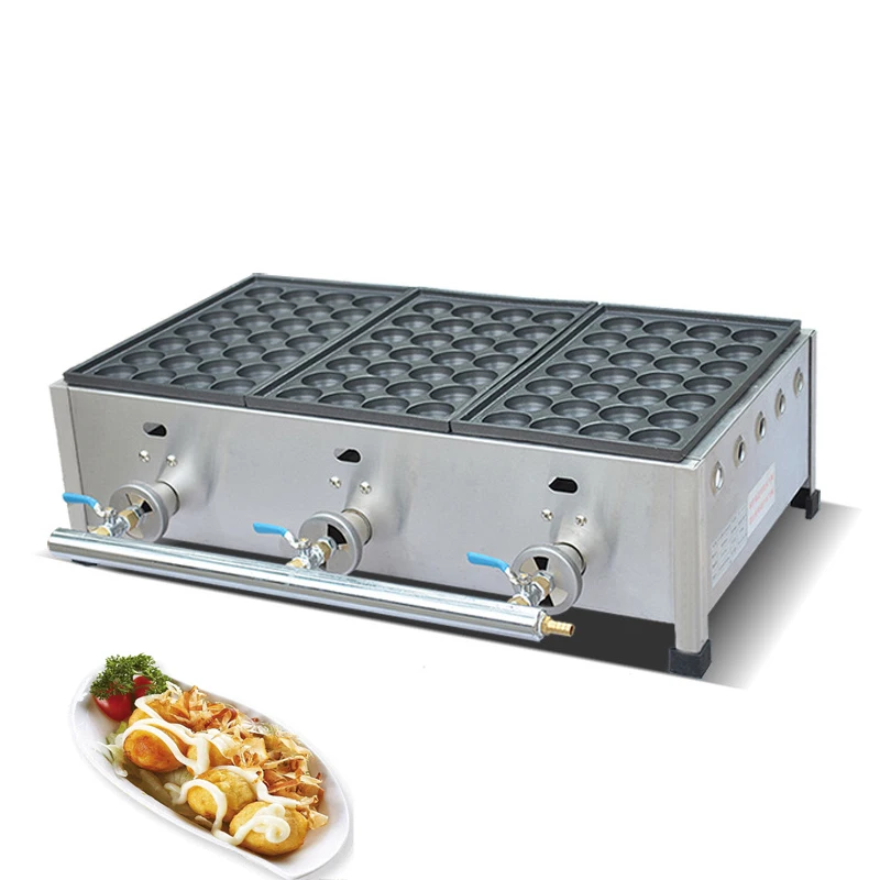 Commercial LPG Gas Takoyaki Maker 3 plates Grill Octopus Ball Baking Machine, 40MM size ball