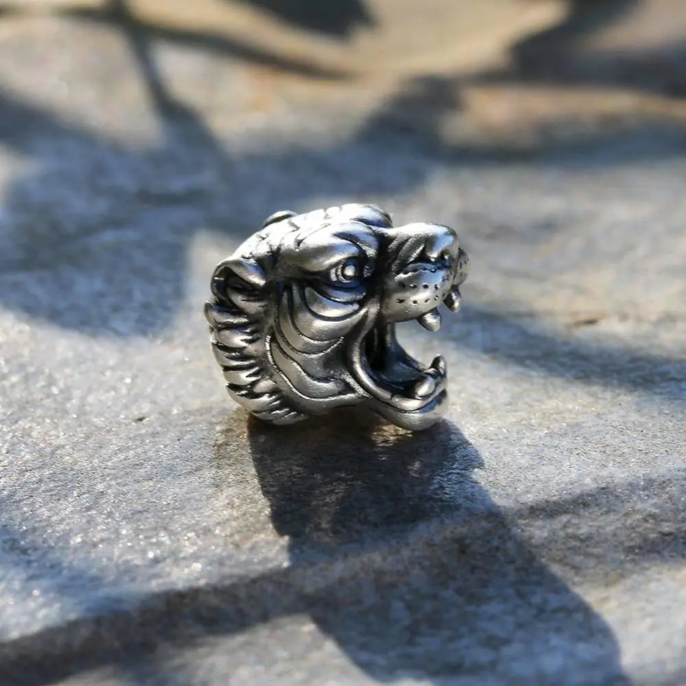 

Retro 999 Sterling Silver Lion Animal Charms For Men Women Fine Jewelry Findings DIY Pendant Tiger Big Hole