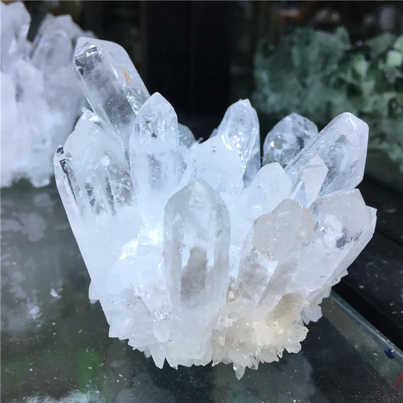 700-800g Clear Crystal Quartz Cluster Brazil Natural Specimen Healing Minerals Stones Decoration