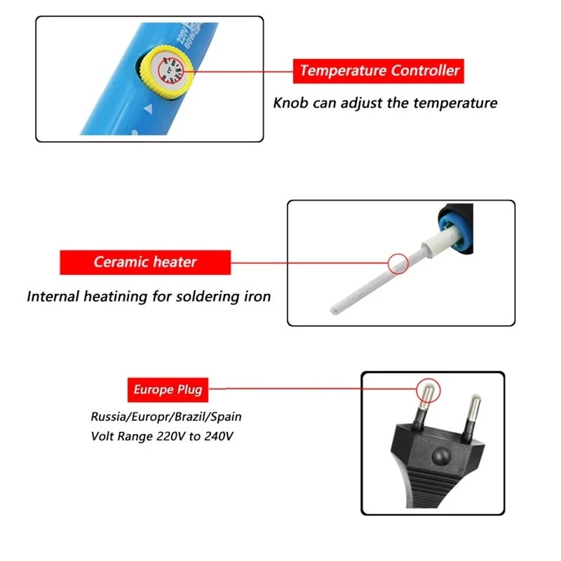 Mini fer à souder électrique à température réglable, station de expédi, crayon chauffant à poignée, outils de réparation de soudage, 60W