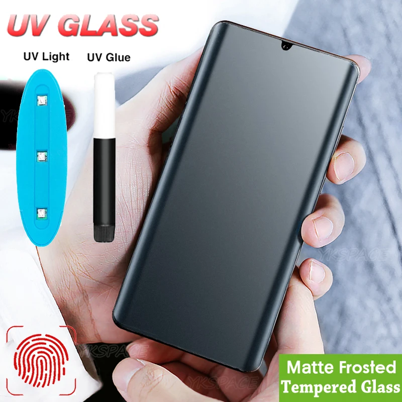 UV Liquid Full Glue Matte 9H Tempered Glass For Huawei P30 P40 P50 P60 Art Mate 50 40 30 20 Pro Plus Frosted Screen Protector