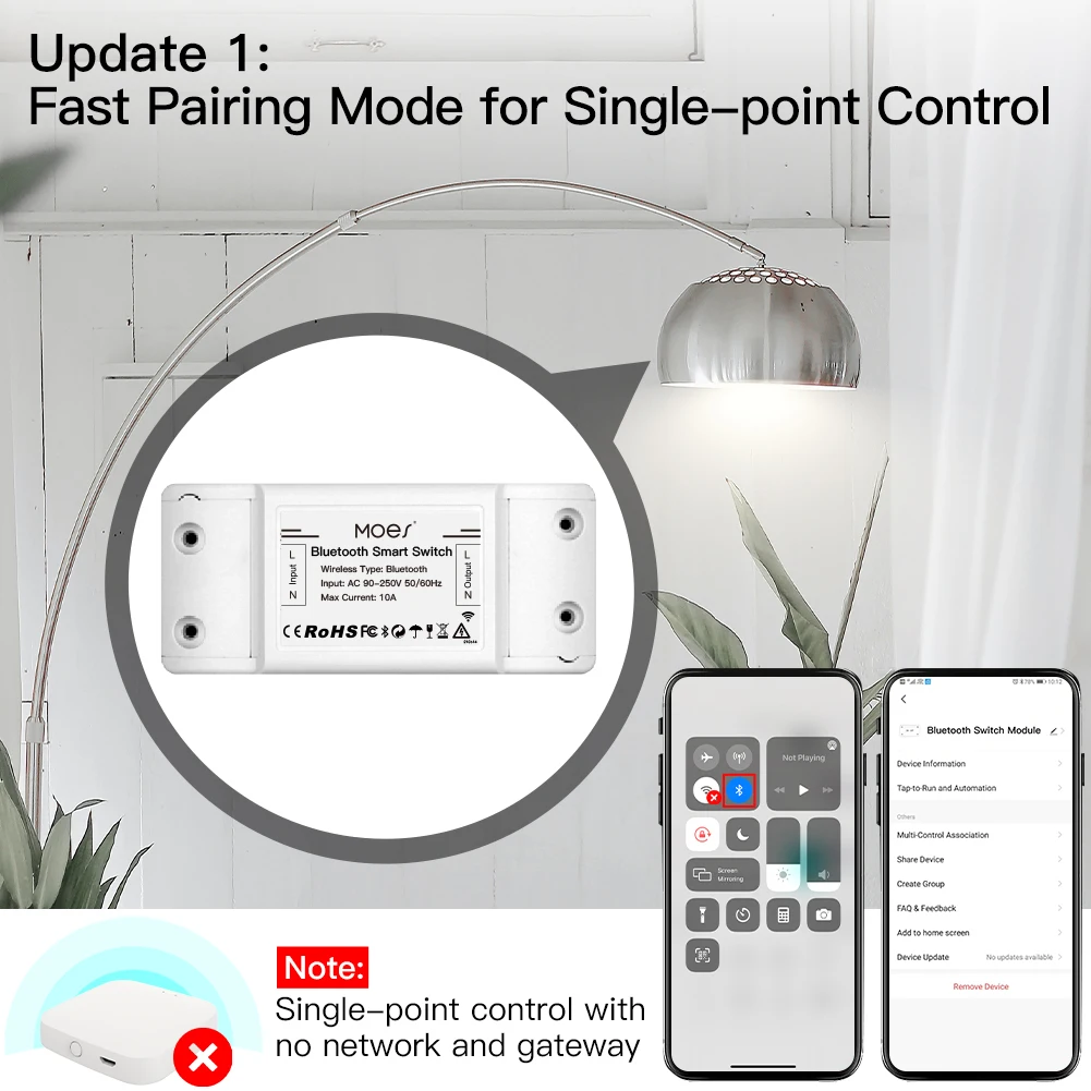 MOES Bluetooth Smart Switch modulo relè controllo a punto singolo Sigmesh telecomando Wireless con Alexa Google Home tuya