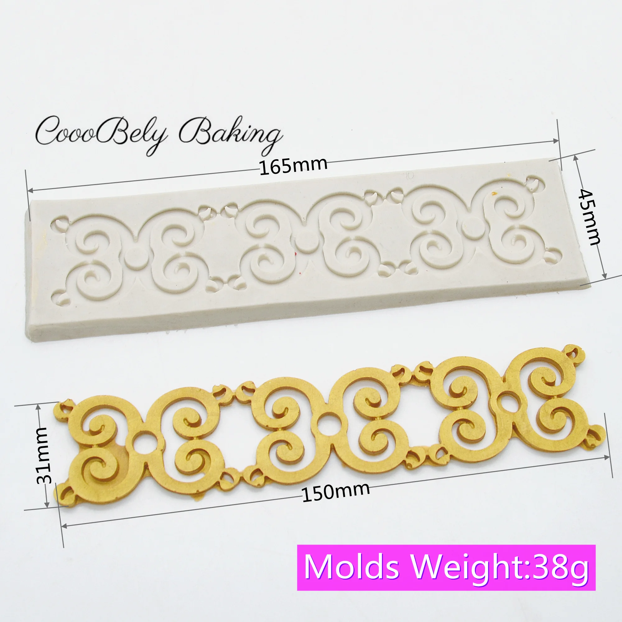 Flower Lace Craft Baroque Scroll Relief Silicone Mold Cake Decorating Tools Fondant Chocolate Candy Mold Cupcake Baking M884