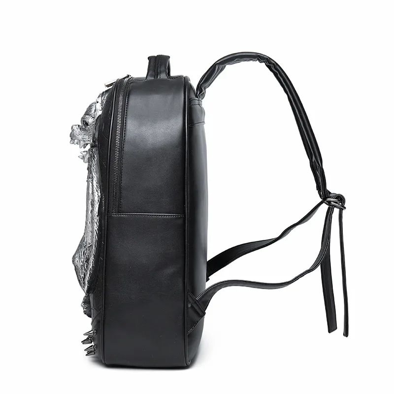 JIEROTYX-Mochila De cuero 3D para hombre, morral moderno de murciélago para ordenador portátil, bolsos de viaje geniales para chicas, escuela, Punk,