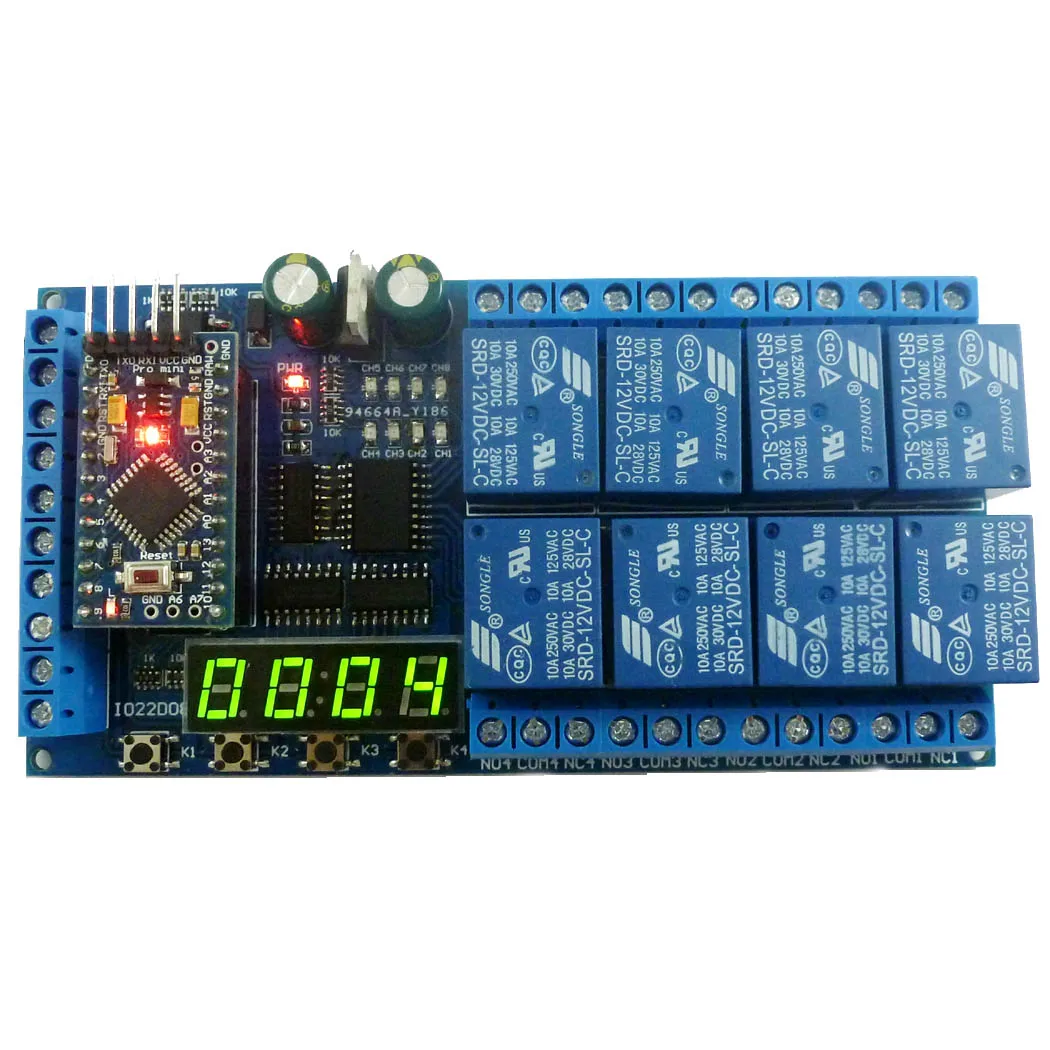 DC 12V 8 Channel Pro mini PLC Board Relay Shield Module for Arduino Multifunction Delay Timer Switch Board