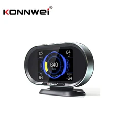 KONNWEI KW206 Car OBD2 HUD Digital Meter RPM Gauge All in One Automotive Trip Computer Smart OBD Speedometer Tachometer Water