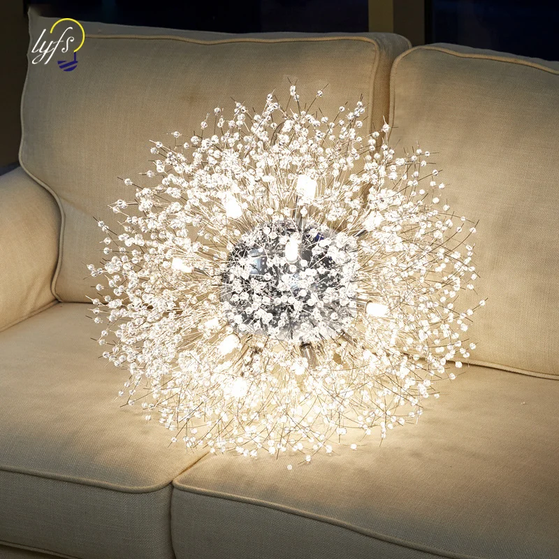 

Modern Crystal Dandelion LED Ceiling Chandelier Drops Pendant Lights For Living Dining Room Home Decoration Lamp Indoor Lighting