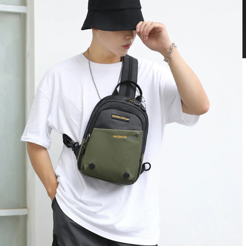 Männer Kleine Rucksack Rucksack Messenger Cross Body Brust Taschen Mehrzweck Military Reise Nylon Männlichen Mode Daypack Rucksack – Detail 8