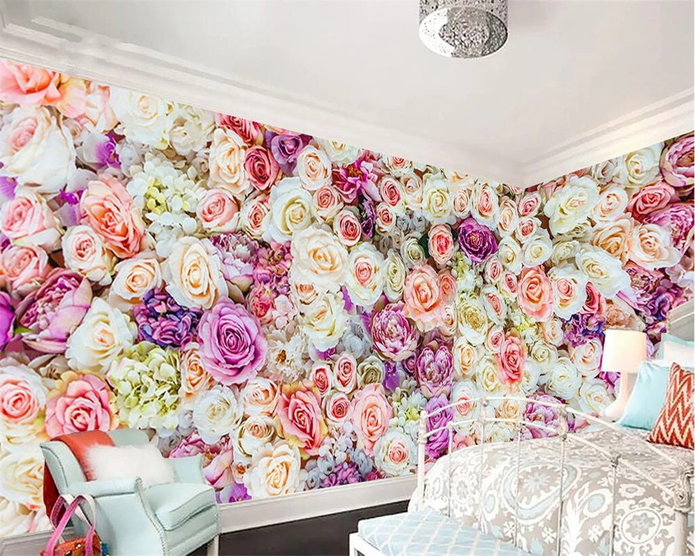 

wellyu Custom wallpaper flower sea garden flower roses TV background wall living room bedroom home decoration 3d wallpaper