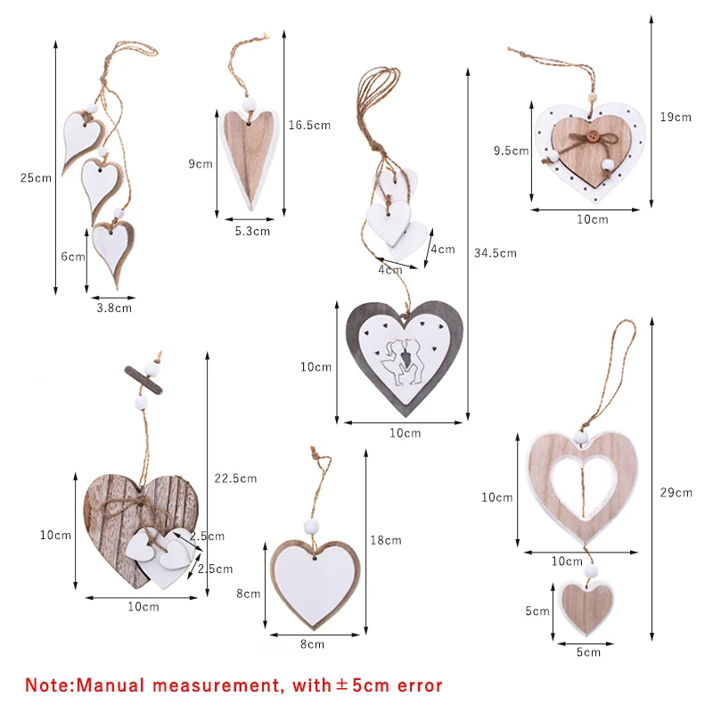 Nordic Style Wooden Heart Desgin Pendant Hanging Ornament DIY Craft Supplies For Wedding Party Favor Gift Valentine\'s Day Decor